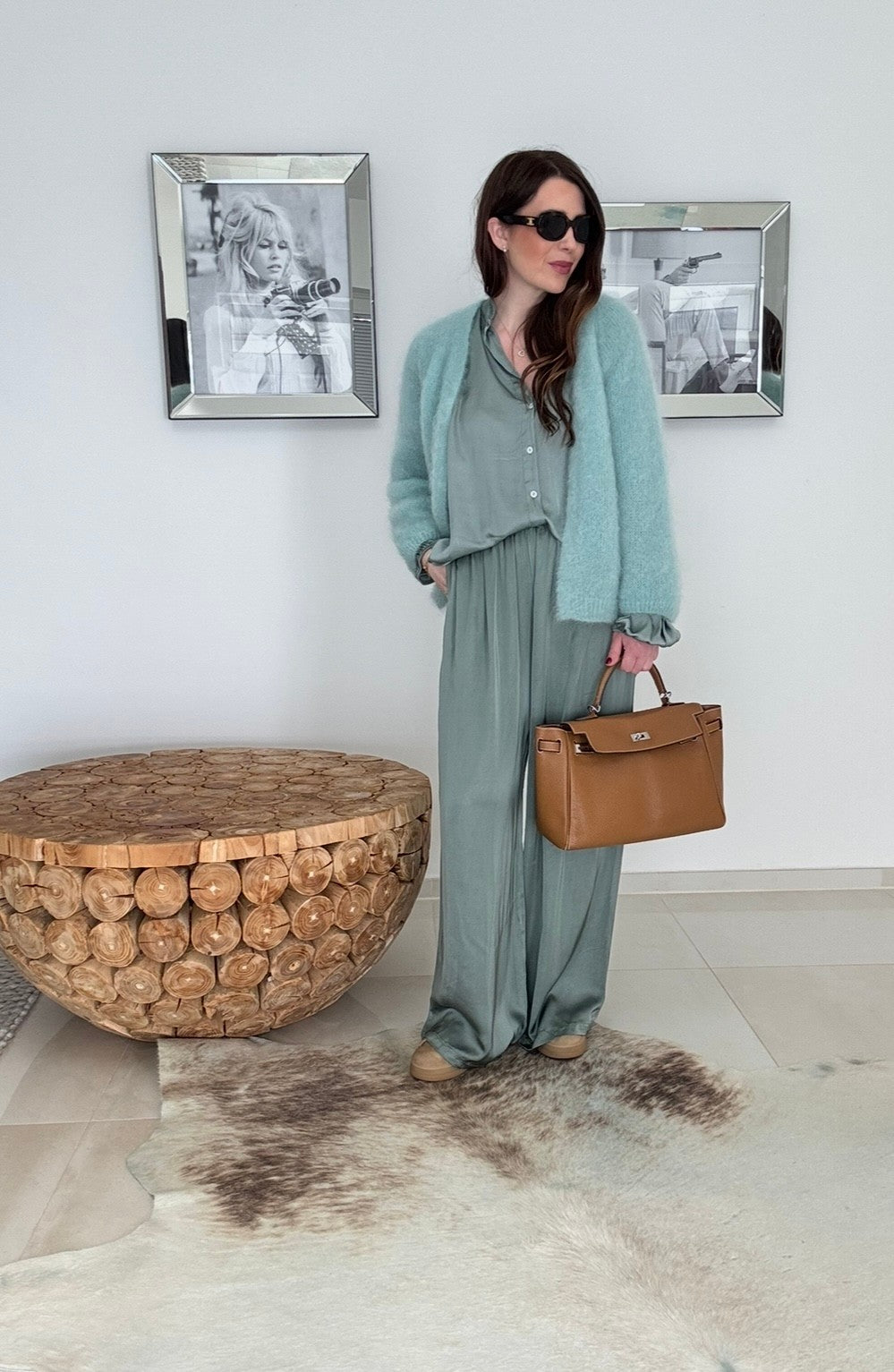 Mohair-Cardigan - Salbei