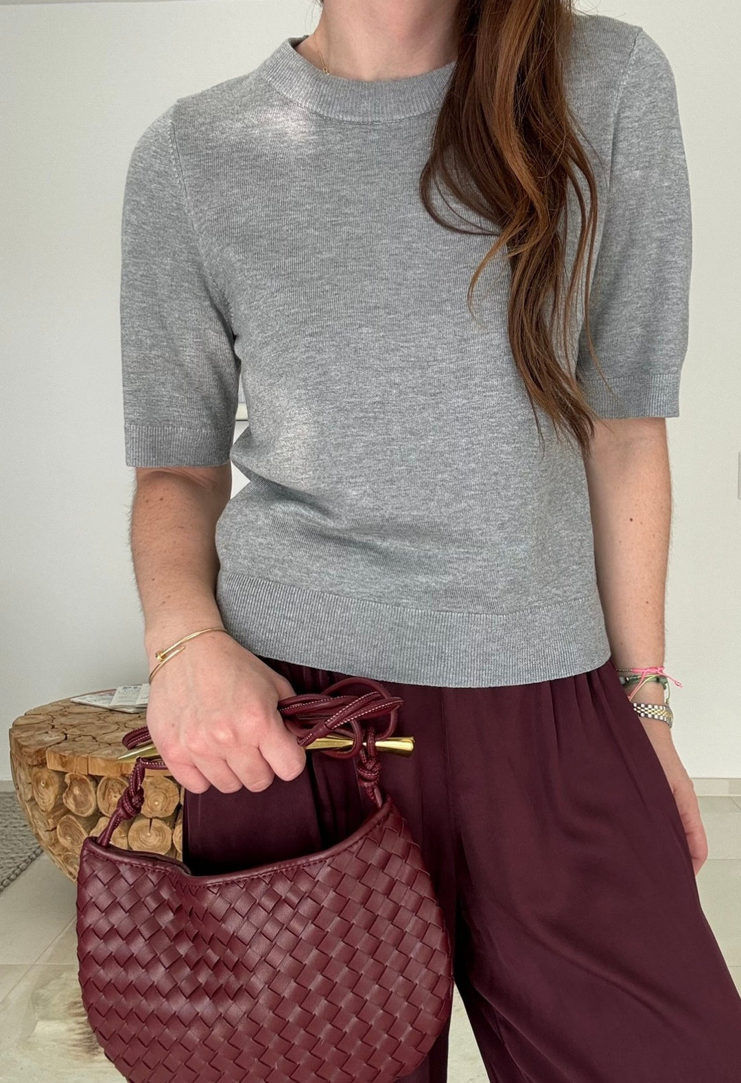 Gestrickter Pullover - Grau