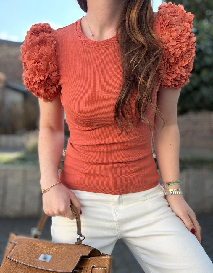 Shirt mit verspielten Ärmeln - Orange