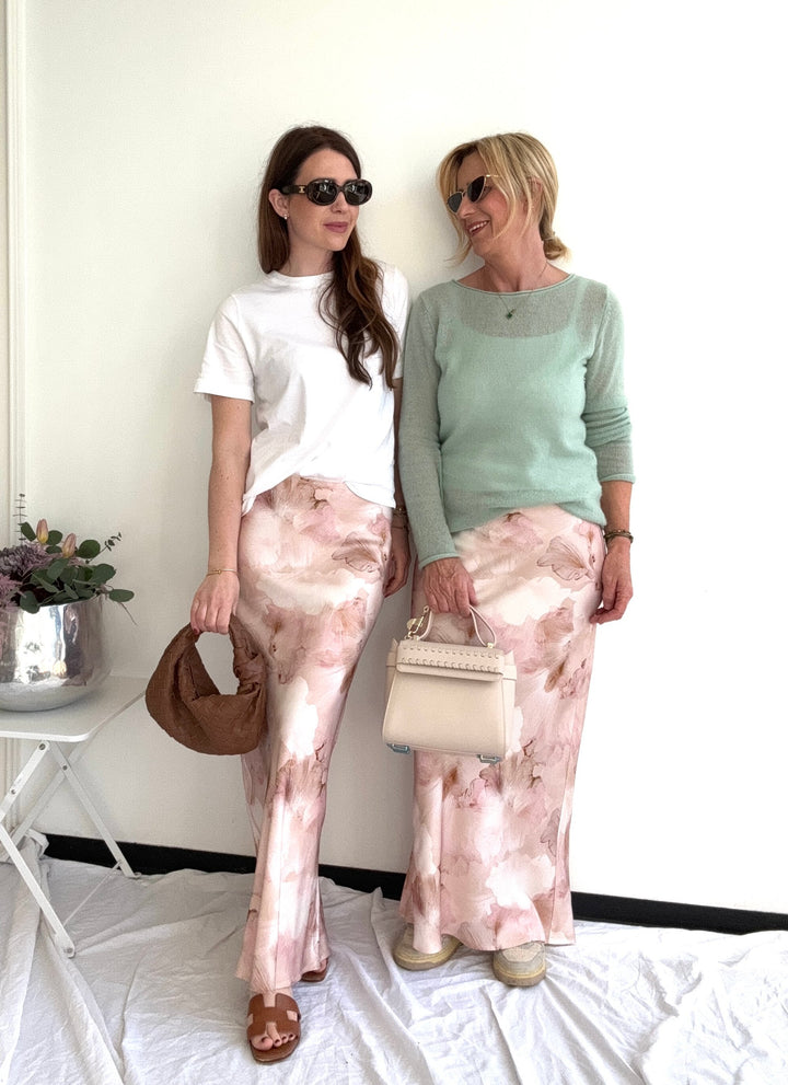 Maxi-Rock mit Print - Rosa