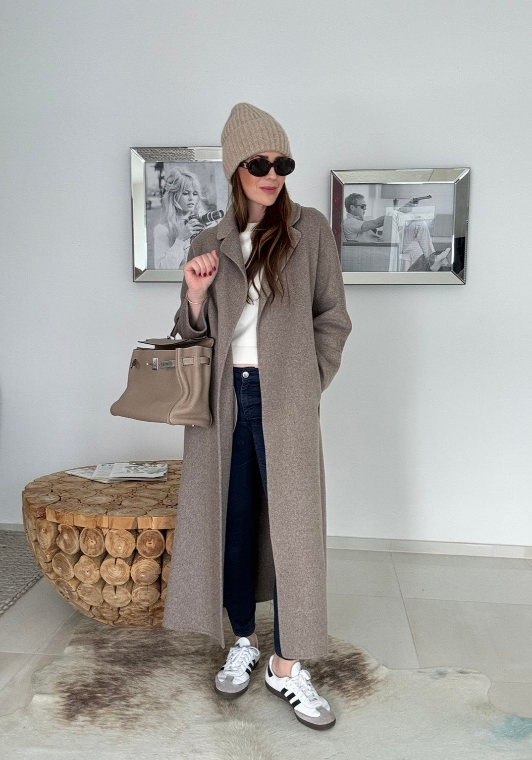 Maxi-Wollmantel - Taupe