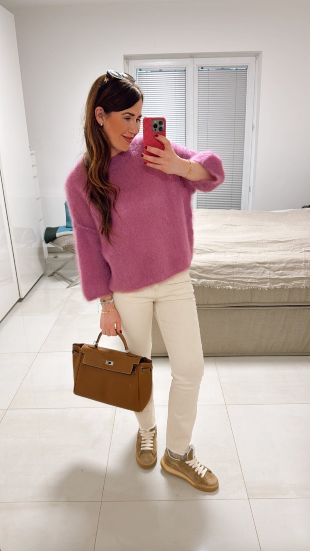 Mohair-Shirt mit 3/4 Arm - Beere