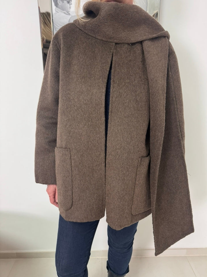 JACKE AUS 100% WOLLE (HANDGEFERTIGT) - SCHOKO