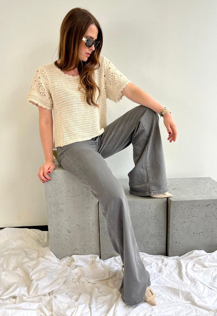 Jeans Wide-Leg - Grau