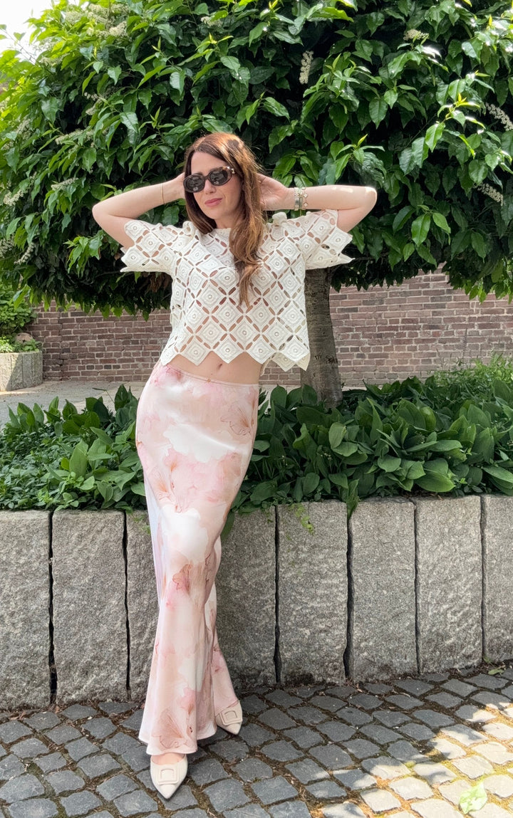 Maxi-Rock mit Print - Rosa