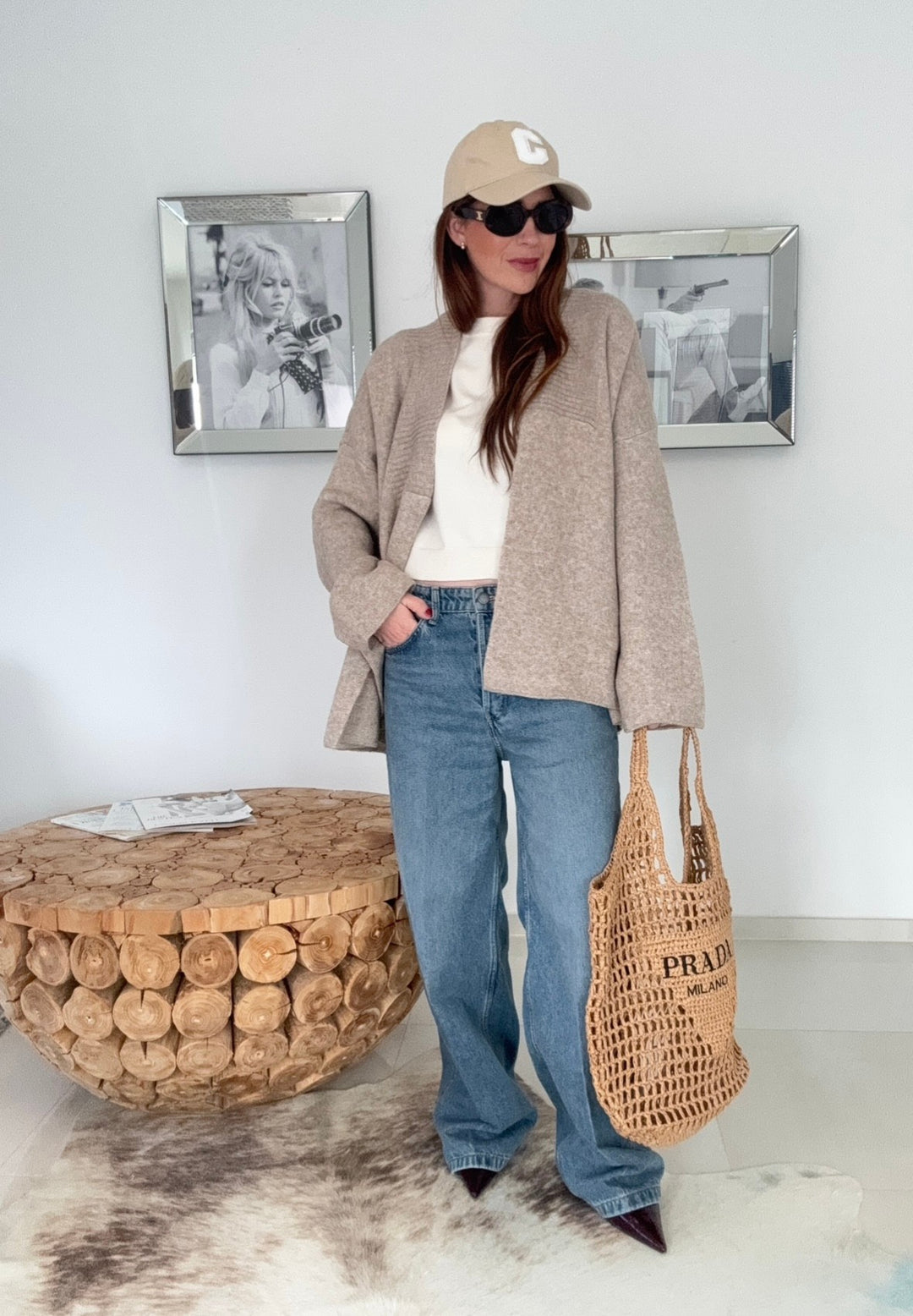 Oversize Strickjacke - Taupe