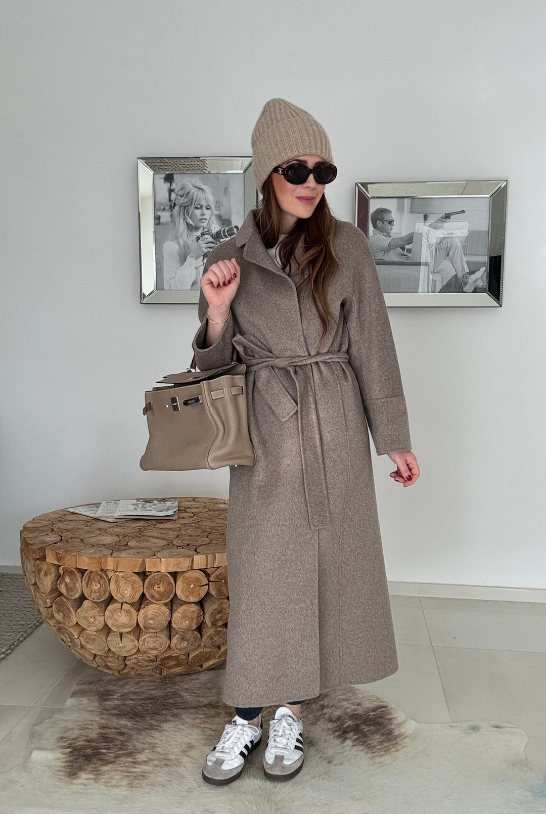 Maxi-Wollmantel - Taupe