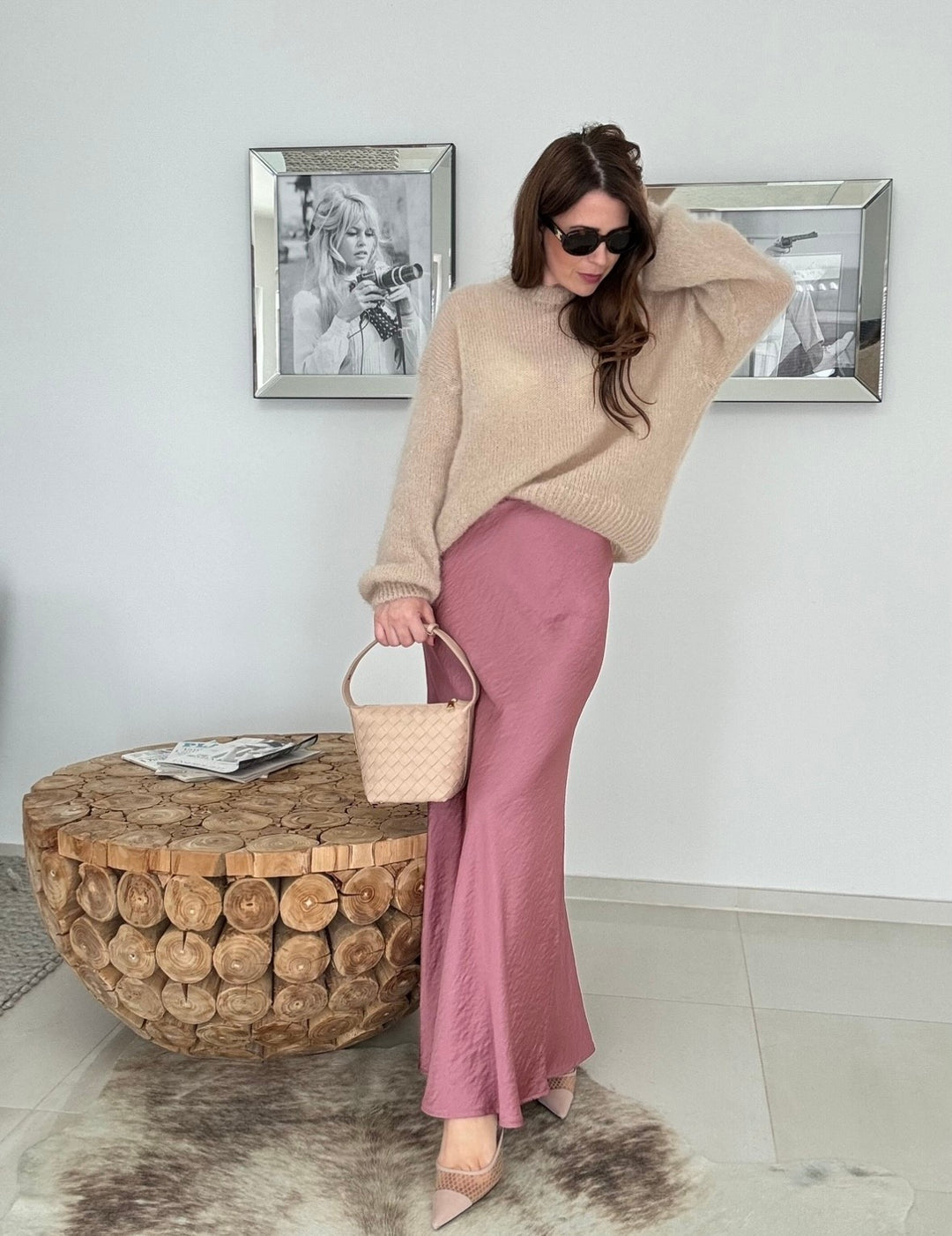 Maxi-Mohair-Pullover - Beige