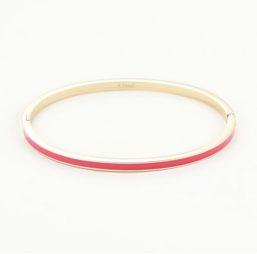 Feine Edelstahlarmspange - Pink