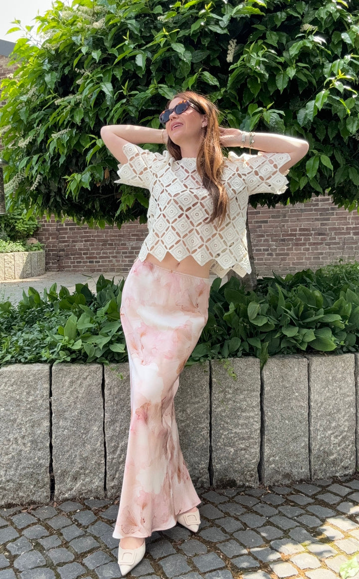 Maxi-Rock mit Print - Rosa
