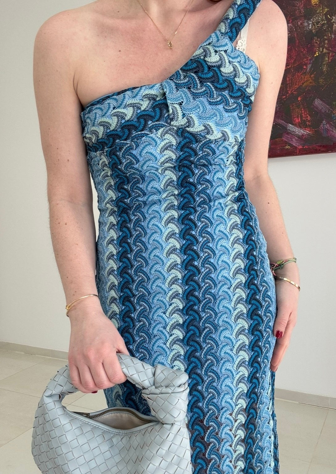 One-Shoulder Kleid - Blau