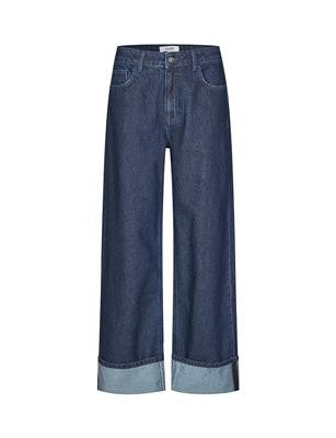 Weite Jeans mit Umschlag - Blau