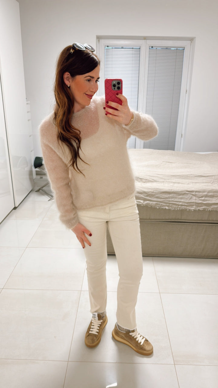 Dünner Mohair-Pullover - Creme