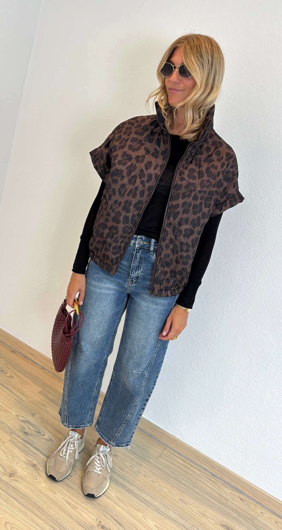 Weste mit Print - Braun