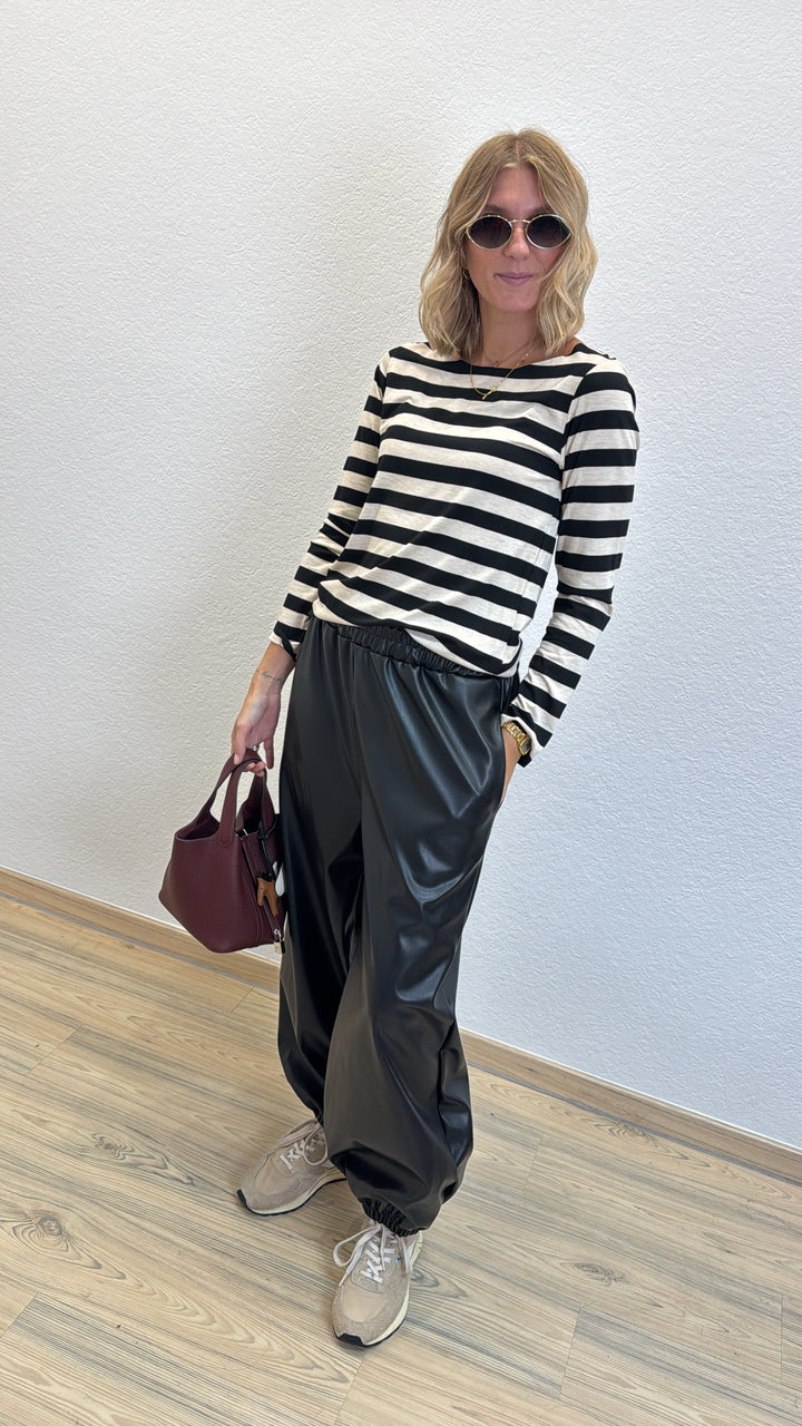 Vegane Lederjoggpant - Schwarz