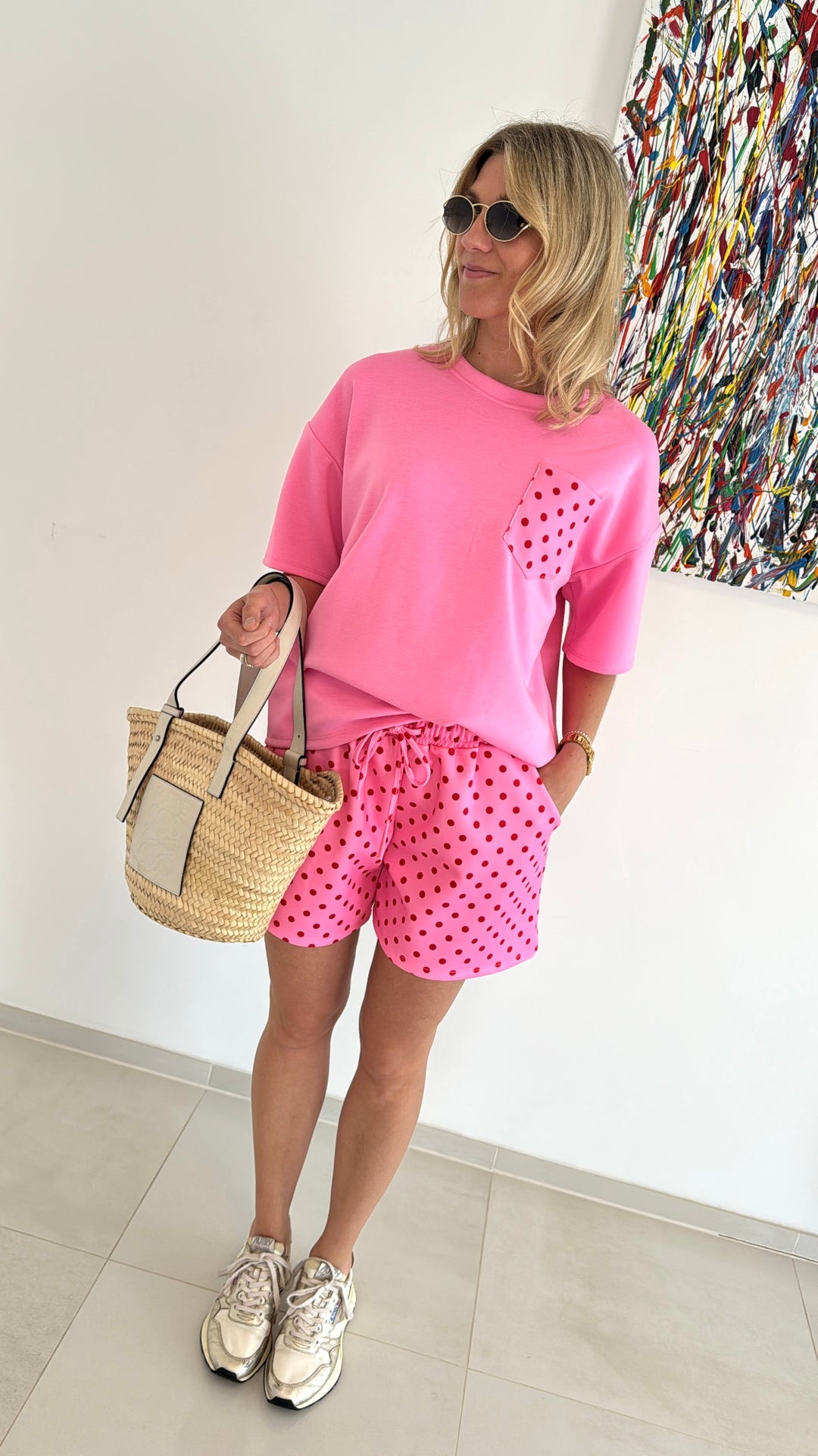 Set mit Punkten - Pink