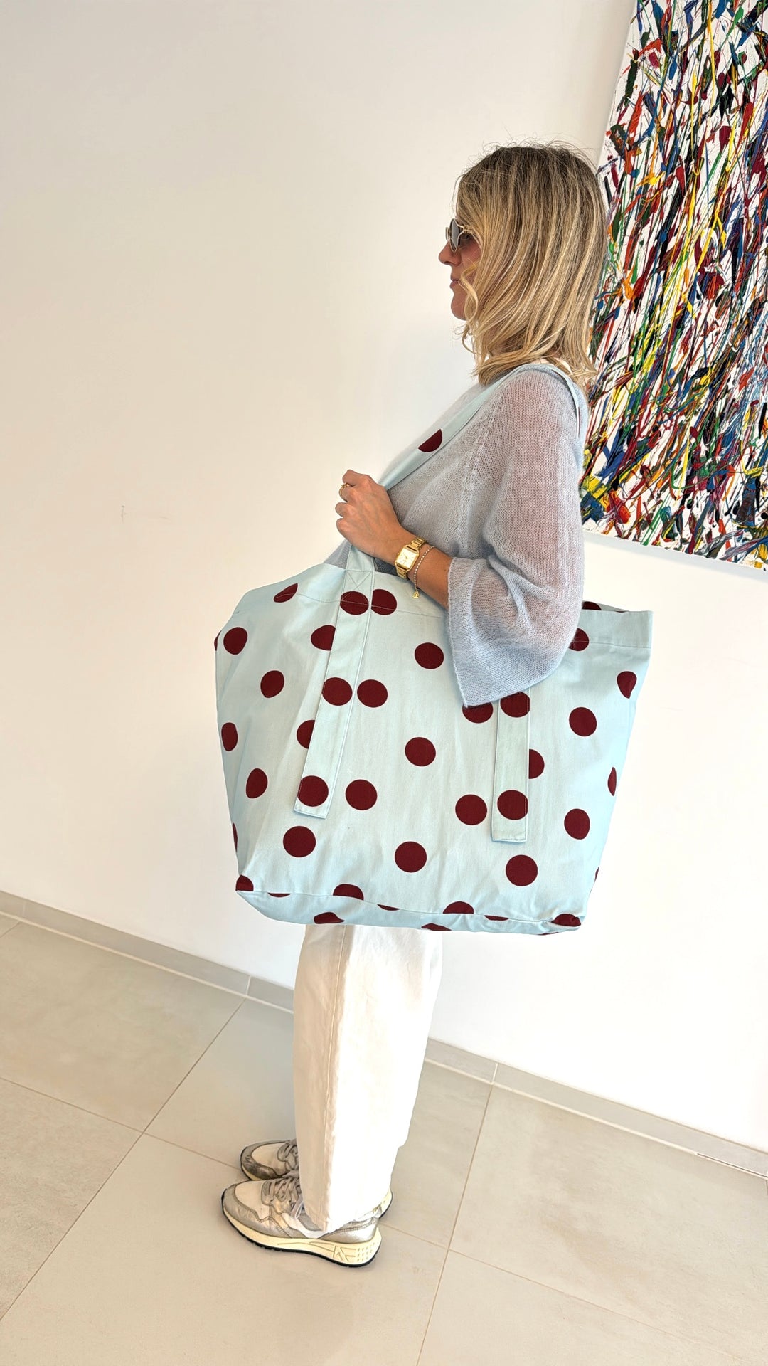 Tasche mit Punkten - Hellblau