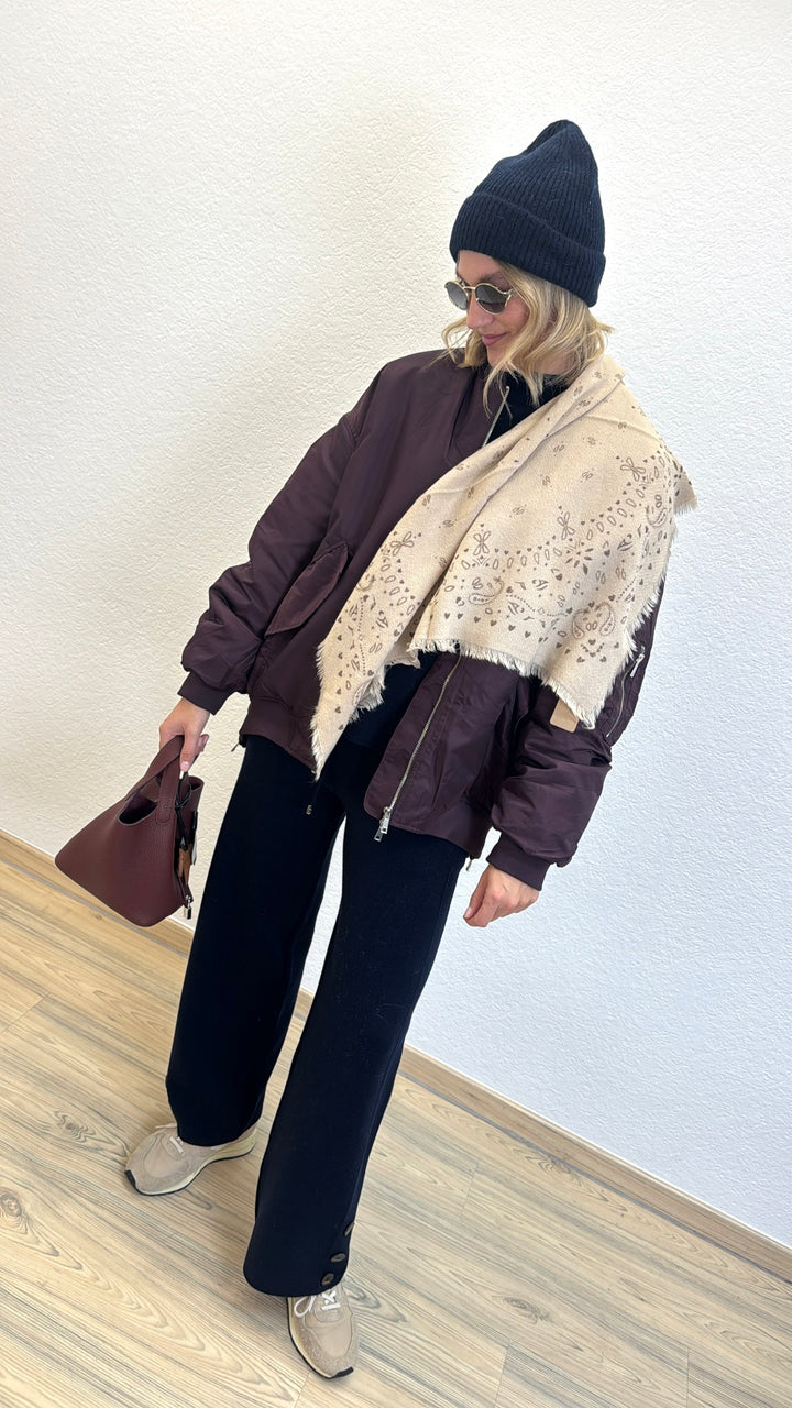 Tuch mit Print - Beige