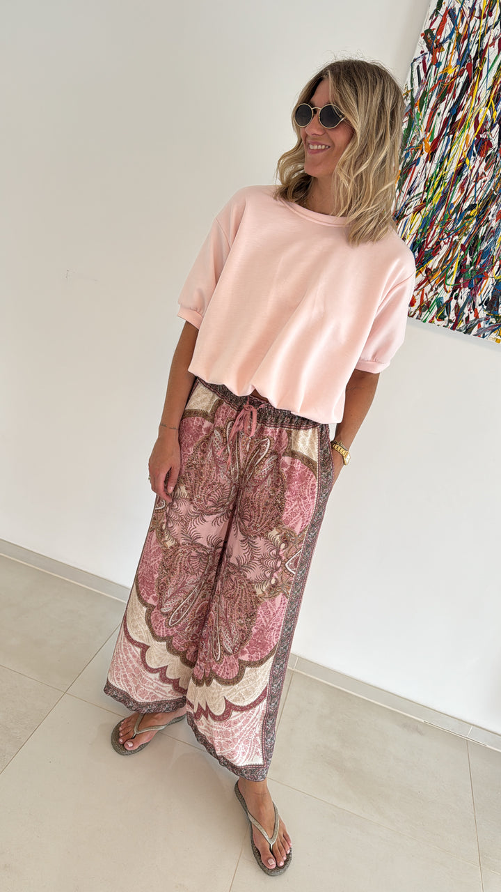 Hose mit Print - Rosa