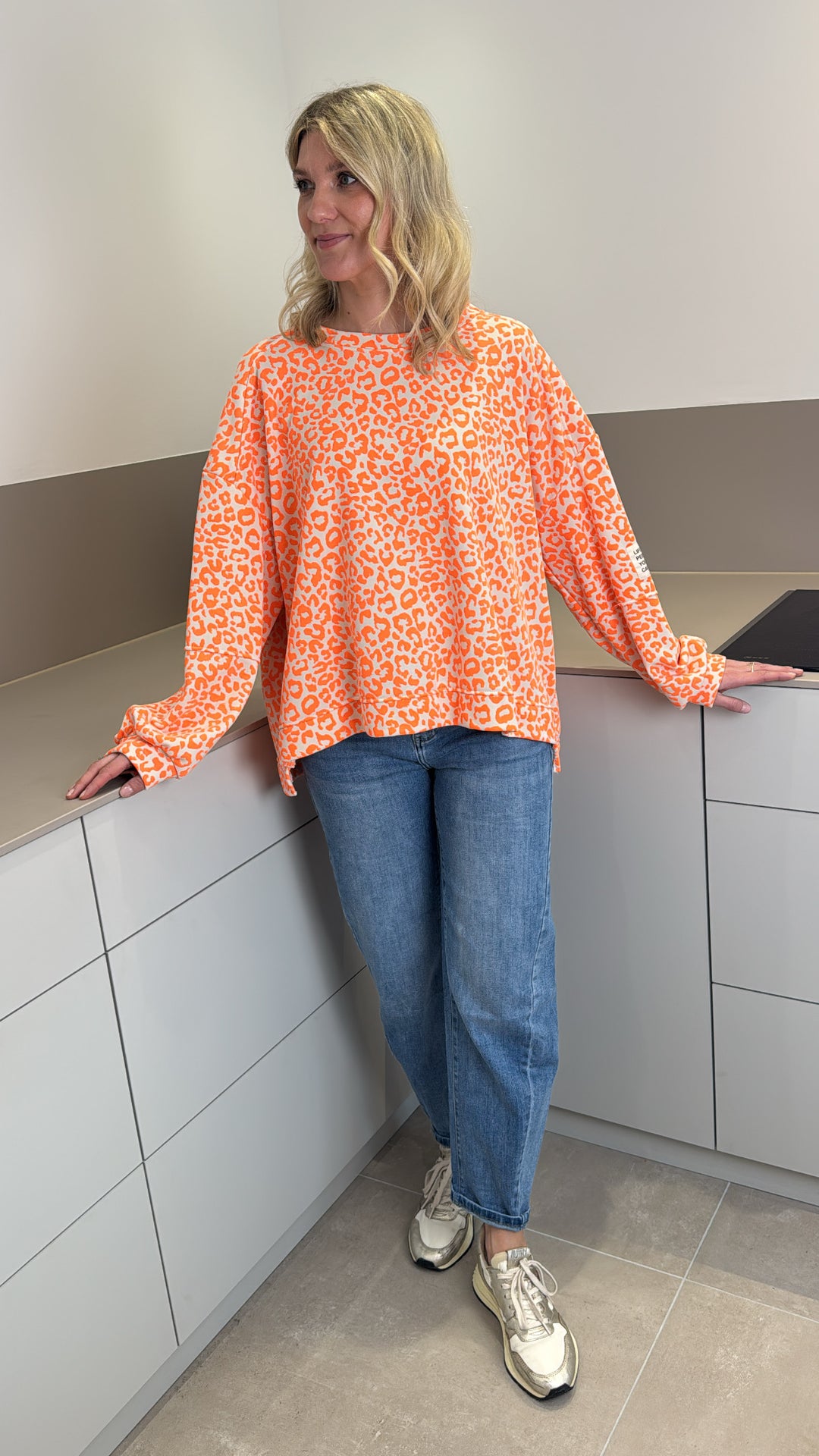 Sweater mit Print - Orange