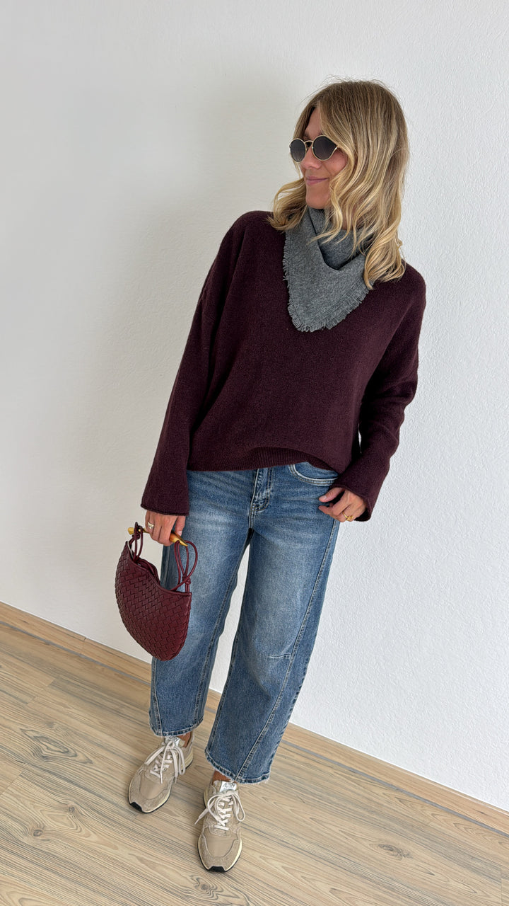 Baby-Alpaka Pullover - Burgunder
