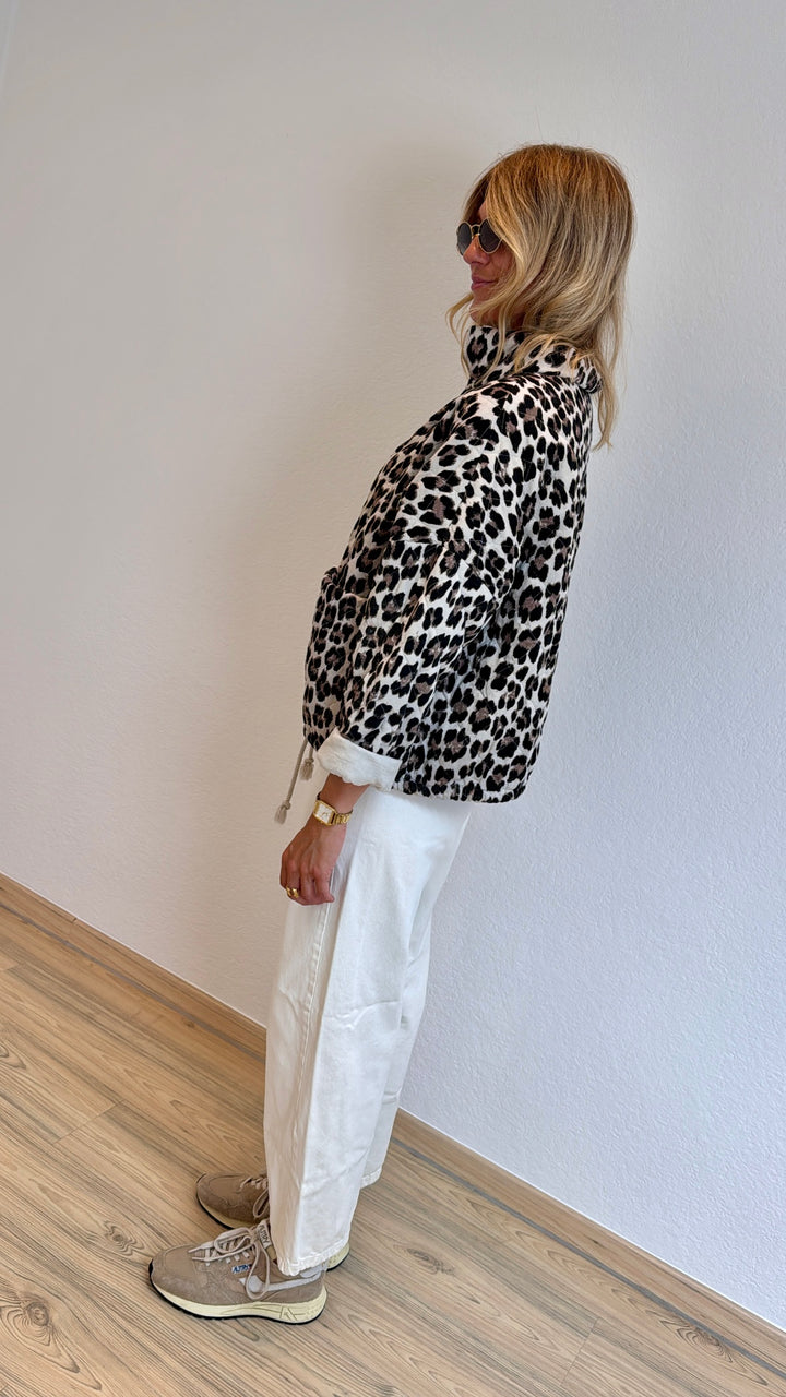 Jacke mit Print - Beige