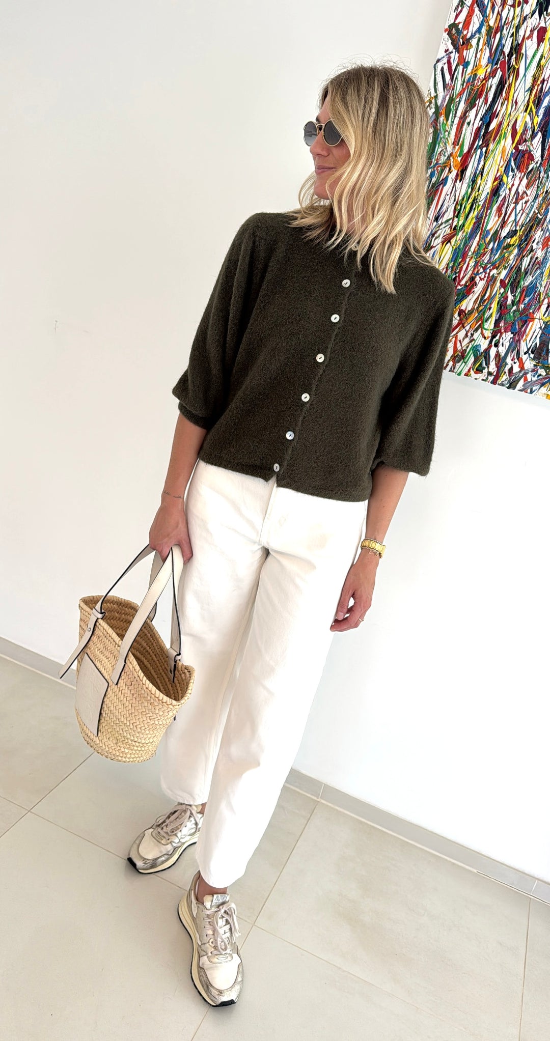 Angora-Cardigan -  Khaki