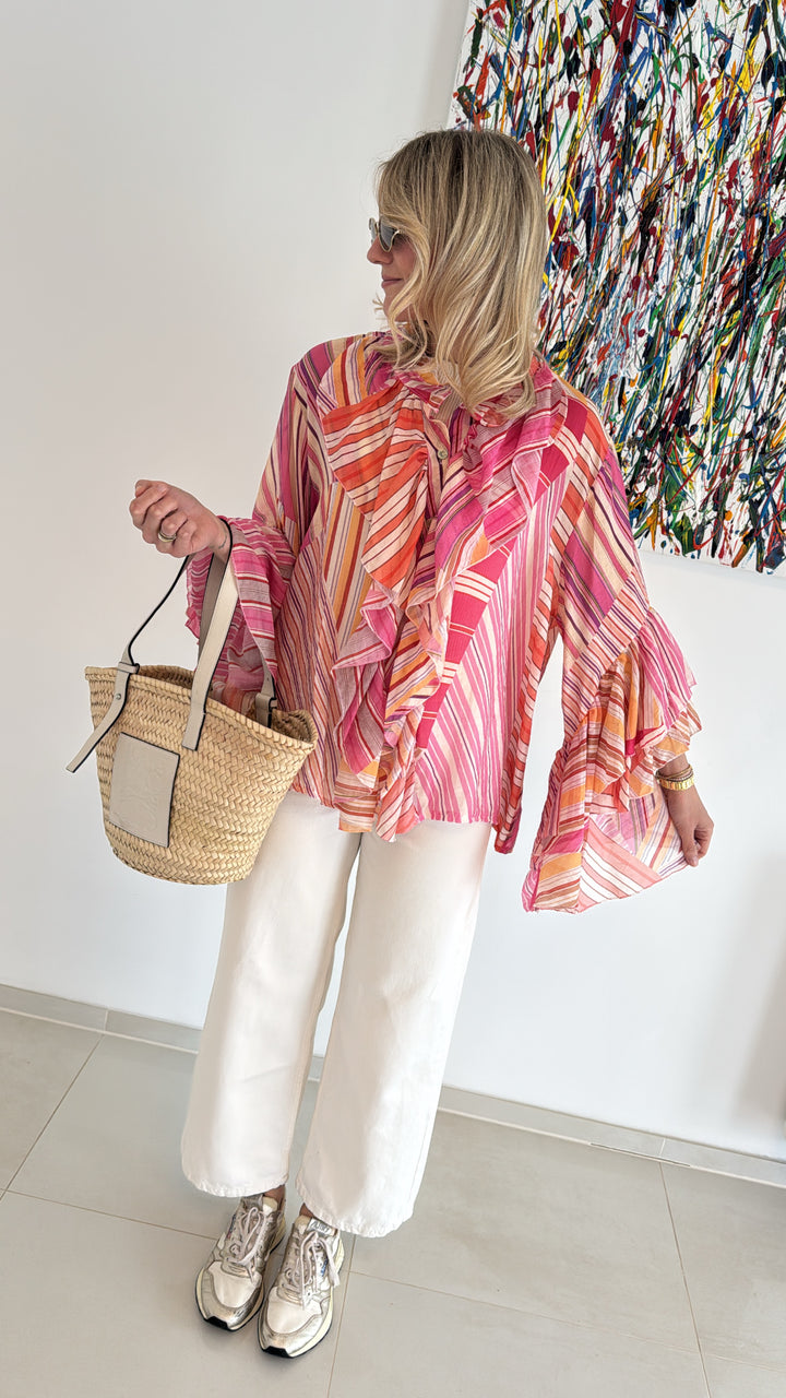 Verspielte Bluse - Pink