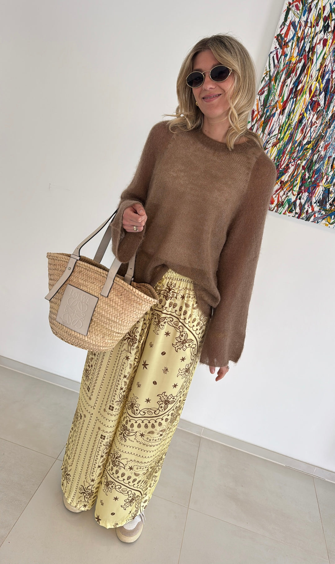 Dünner Mohairpullover - Cognac
