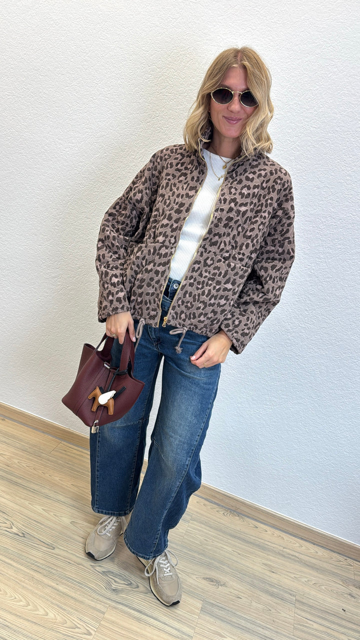 Jacke mit Print - braun