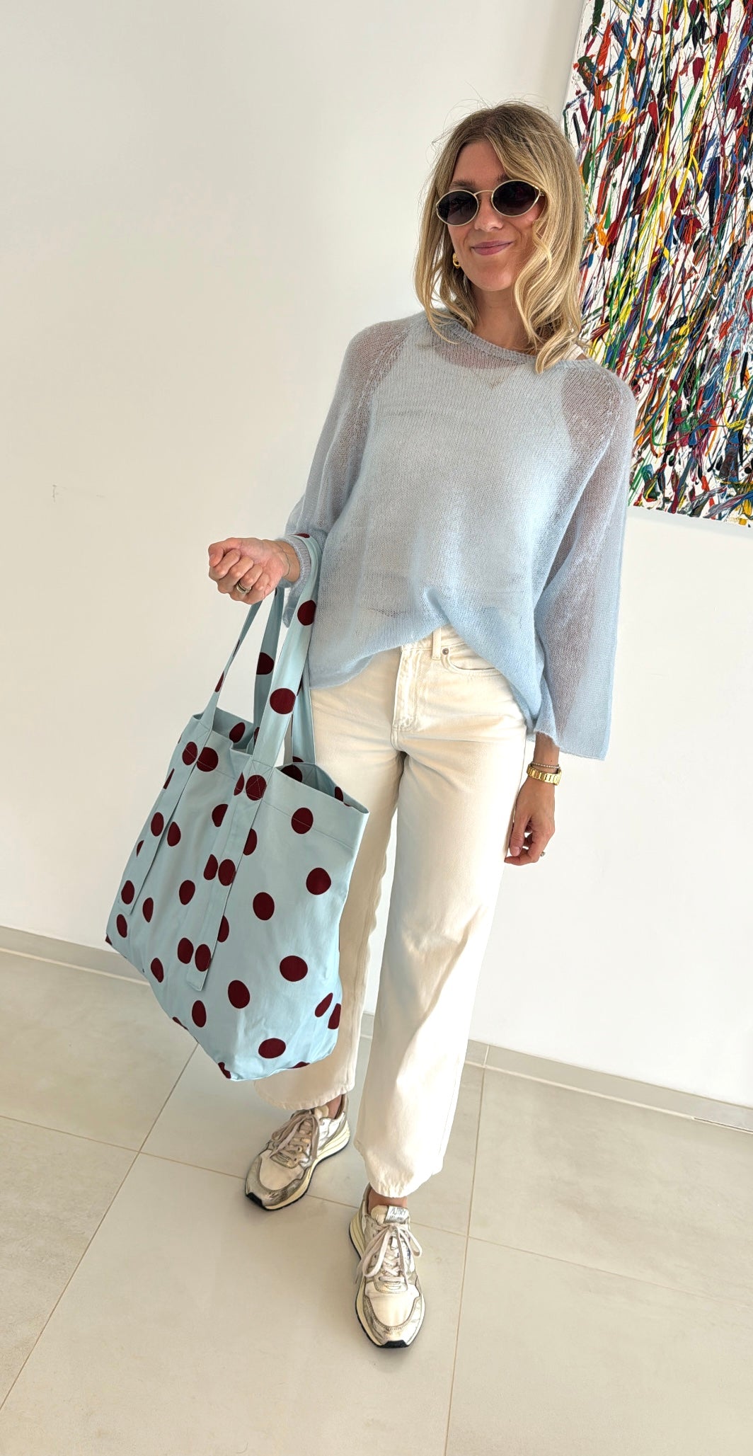 Tasche mit Punkten - Hellblau