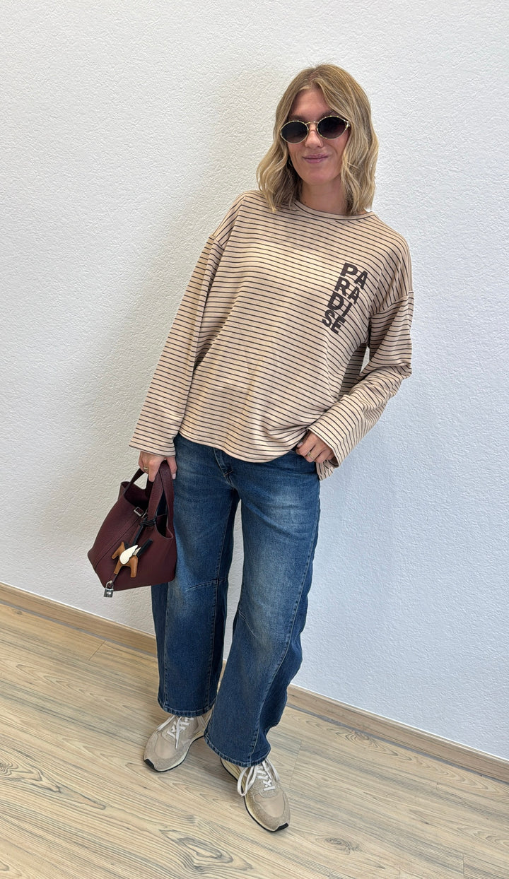 Gestreiftes Shirt - Beige