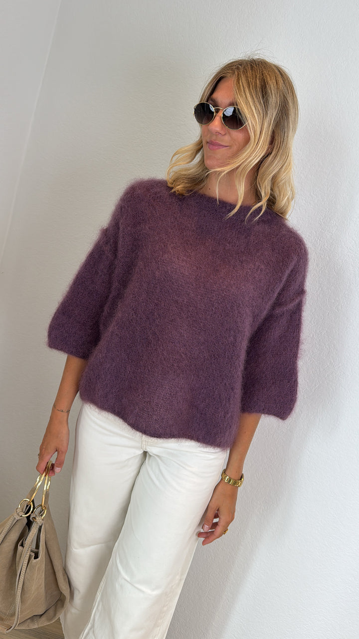 Mohair Shirt mit Naht - Lila
