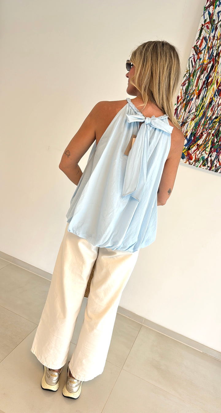 Top mit Schleife - Hellblau