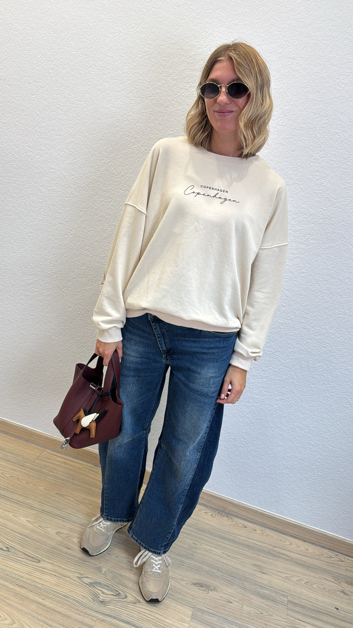 Sweater mit Aufschrift - Beige