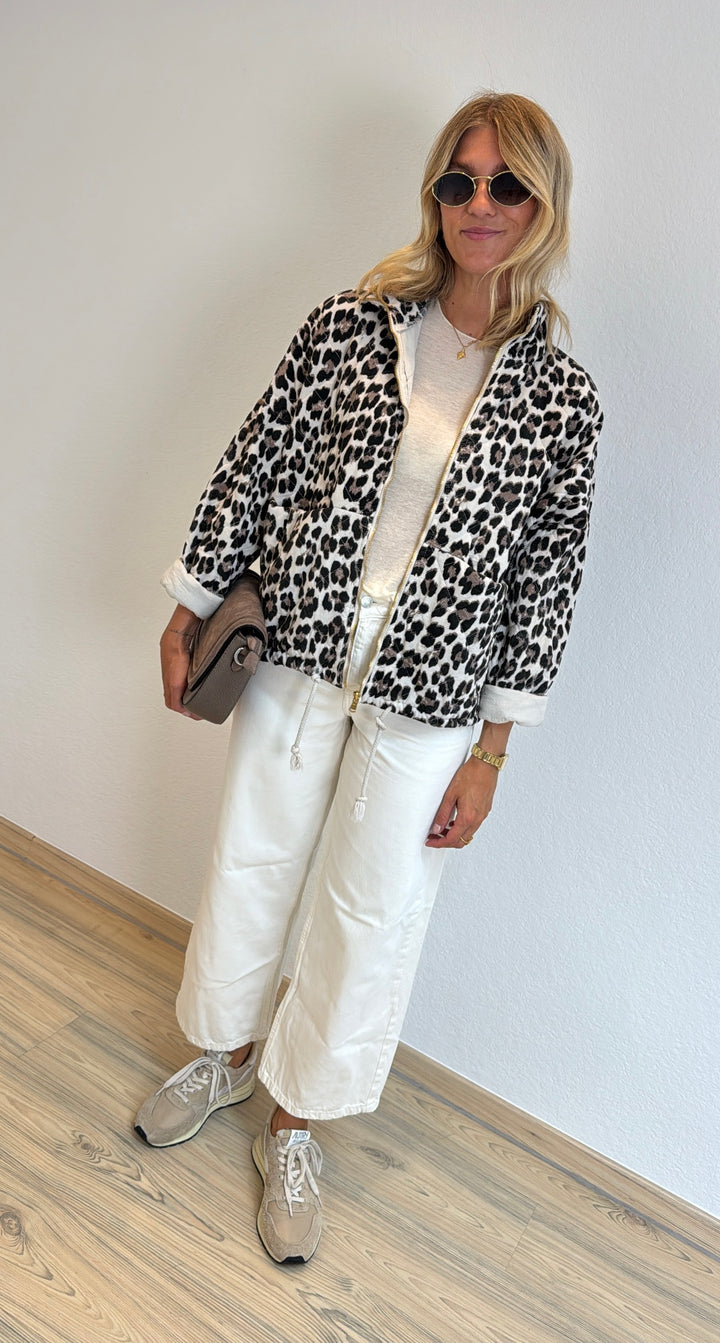 Jacke mit Print - Beige