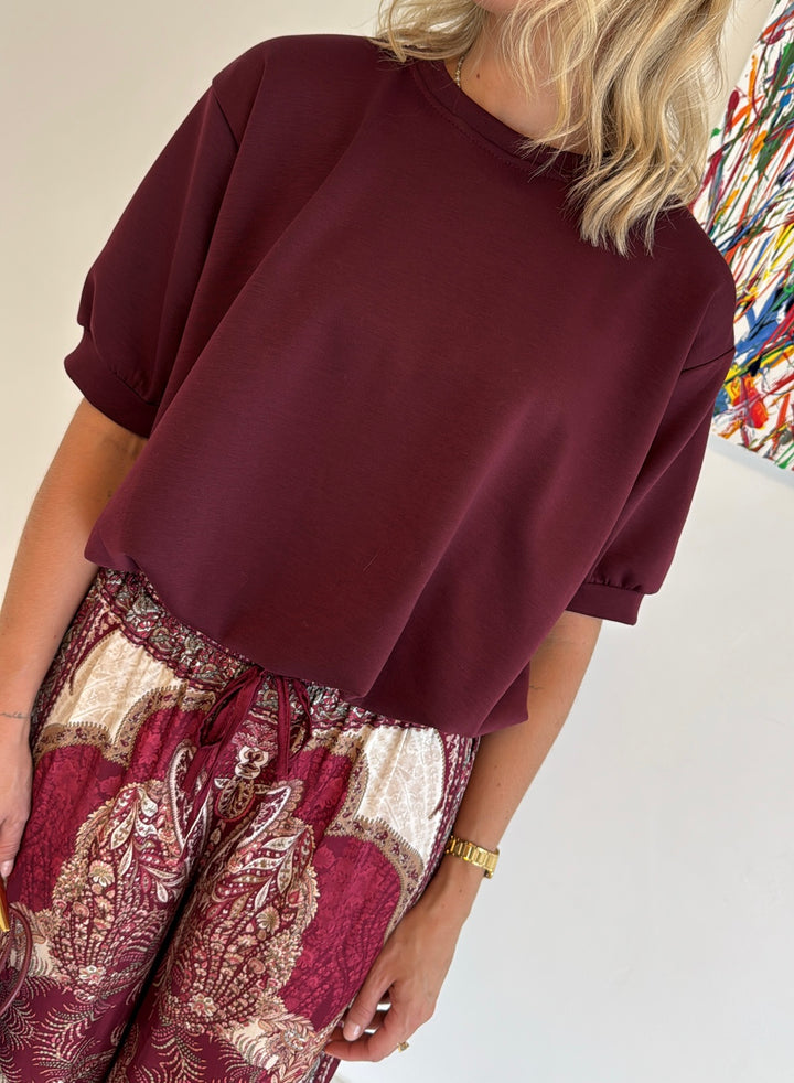 Hose mit Print - Burgunder