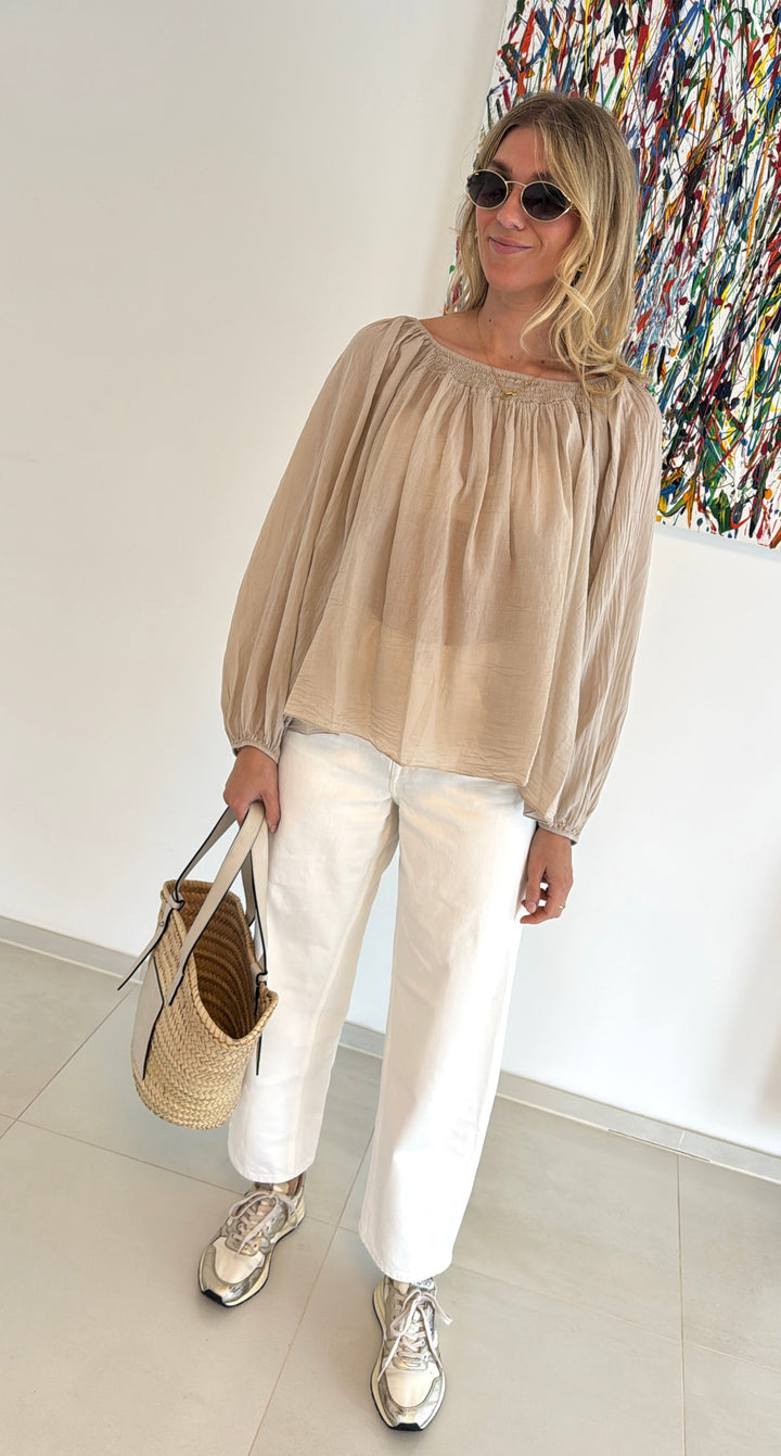 Weite Bluse - Beige