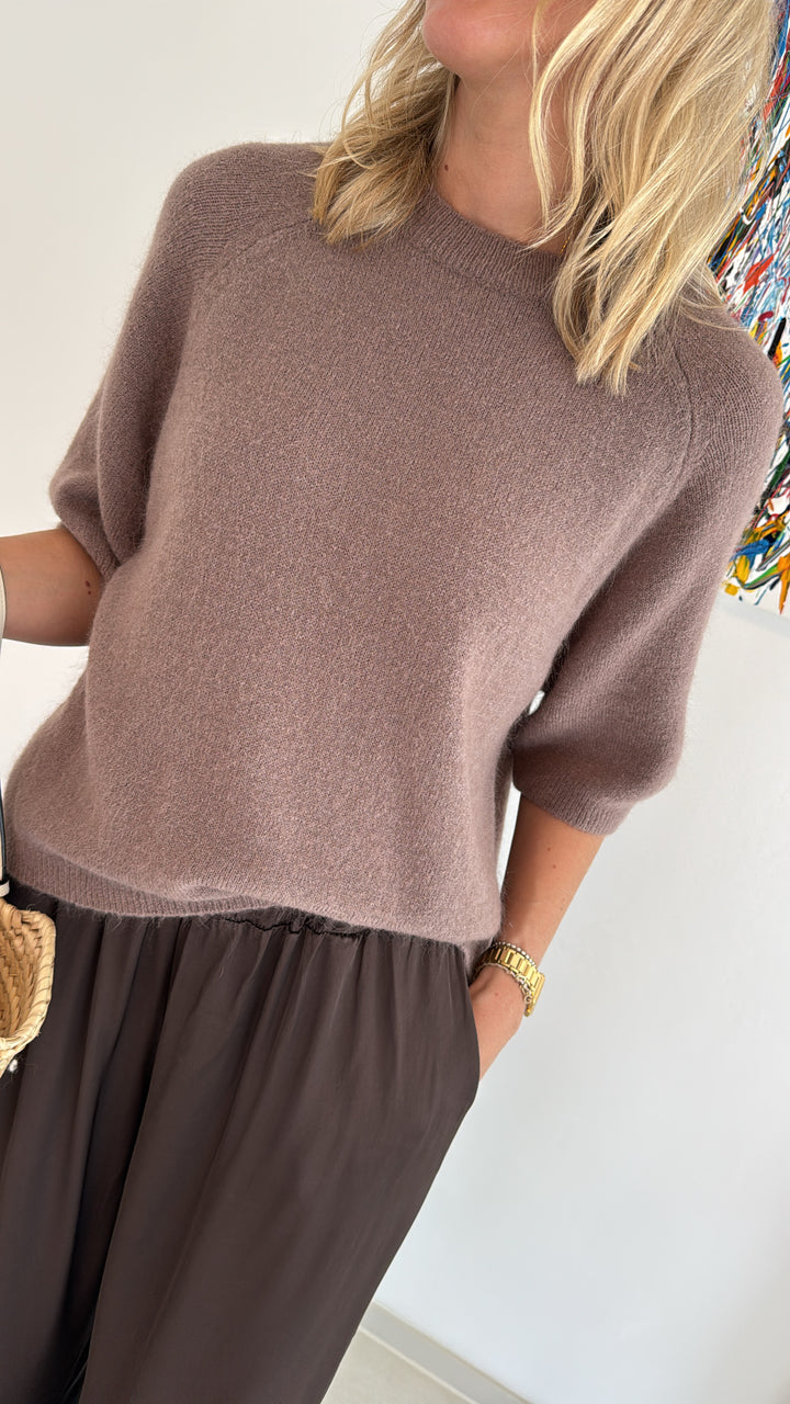 Strickshirt mit Baby-Alpaka - Taupe