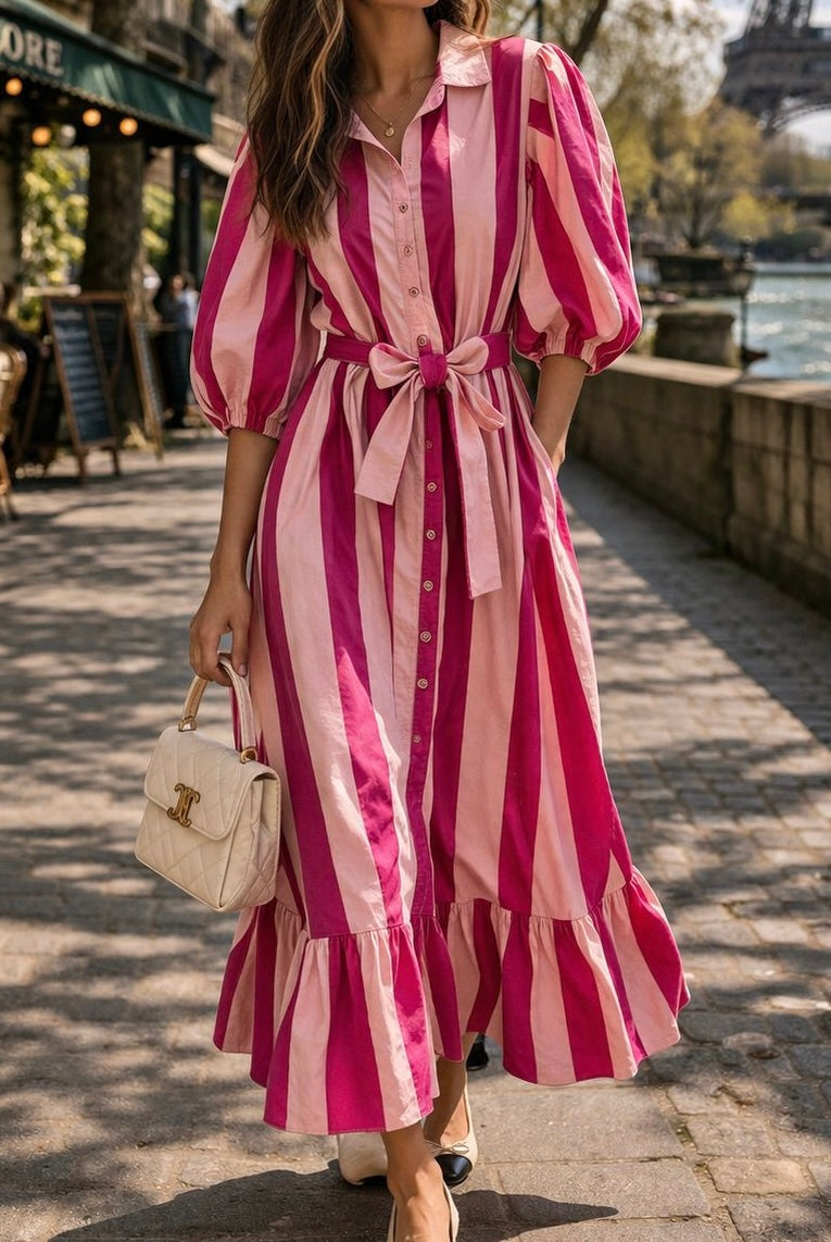 Maxi-Kleid - Rot mit Streifen