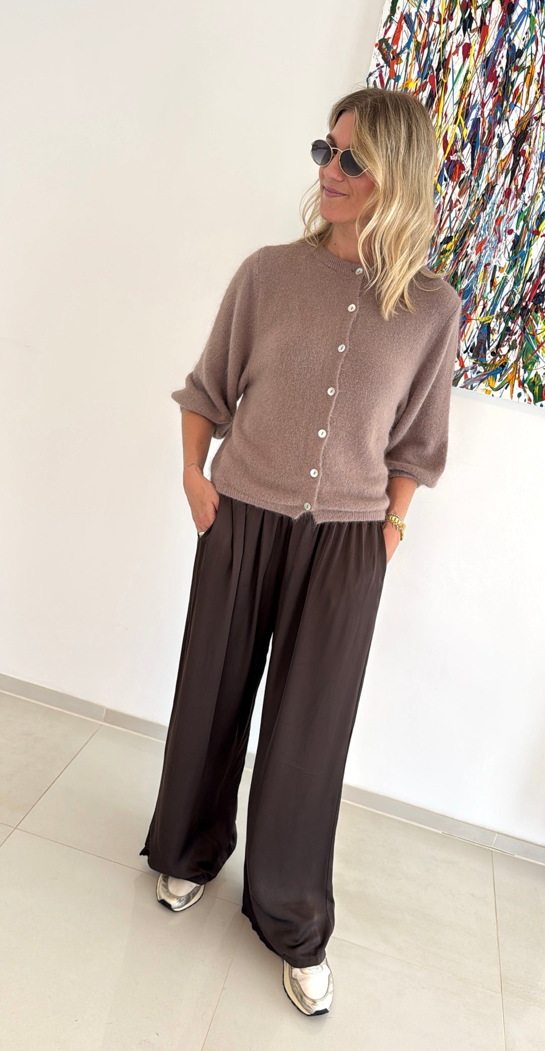 Angora-Cardigan - Taupe