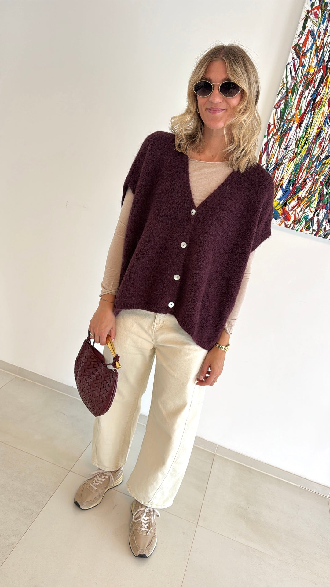 Mohair-Weste - Burgunder