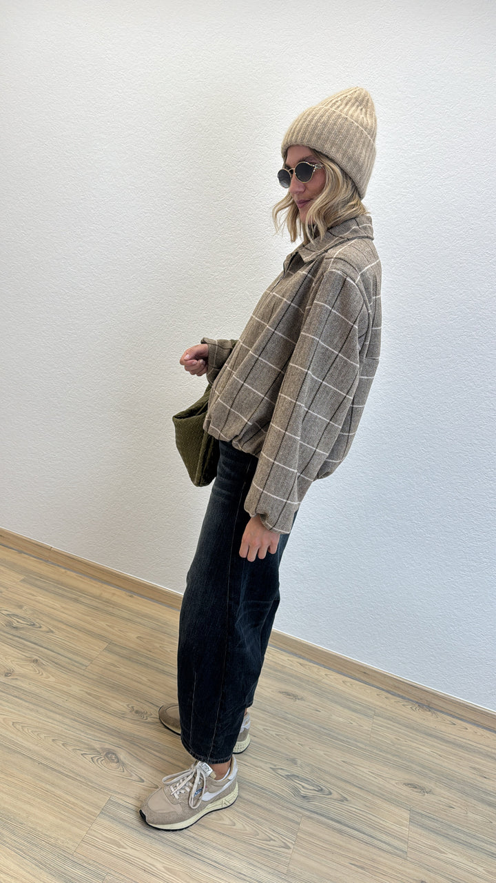 Karierte Blousonjacke - Beige
