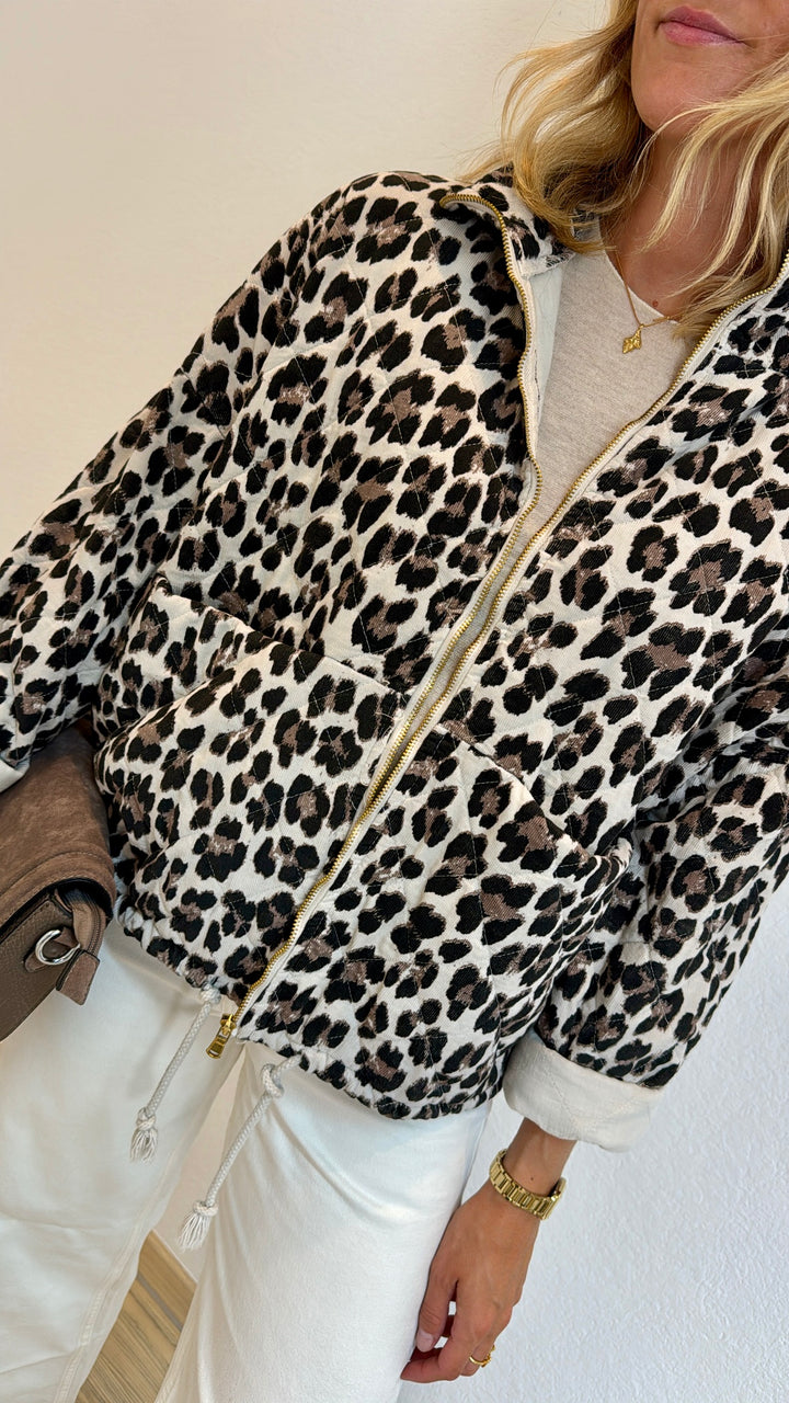Jacke mit Print - Beige