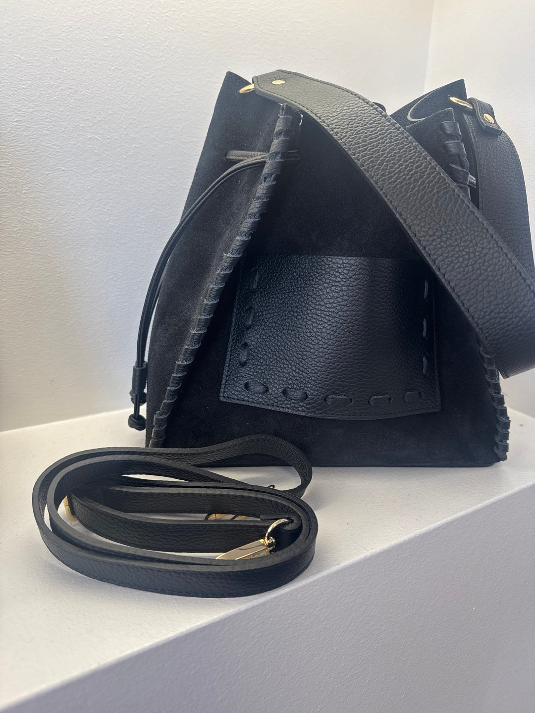Beutel aus Leder - Schwarz