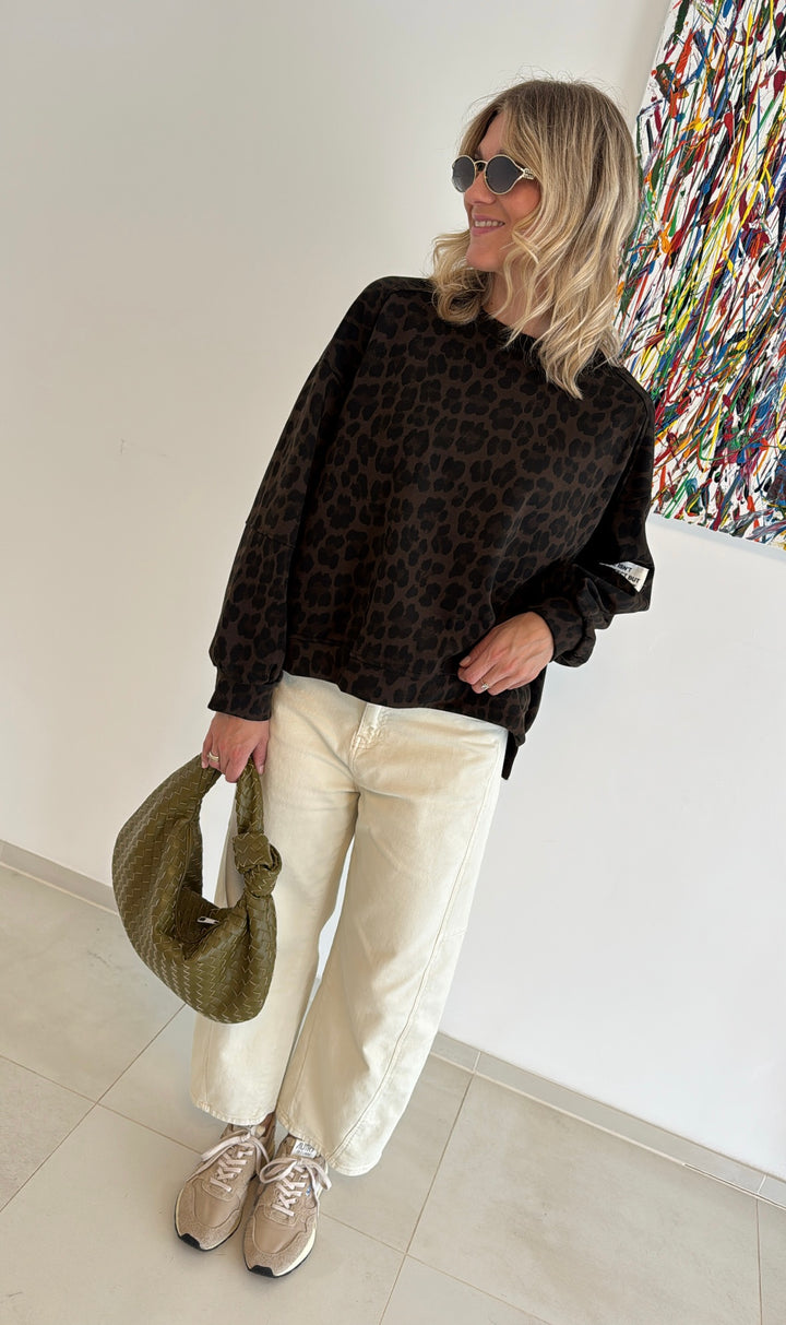 Pullover mit Print - Braun