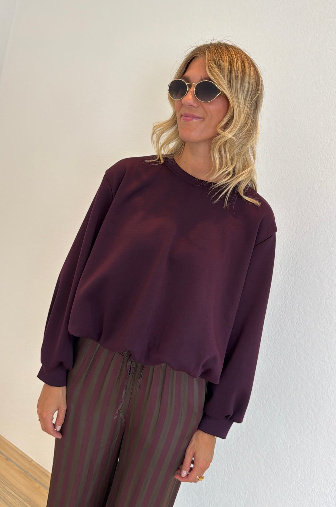 Ballonshirt langarm - Burgunder
