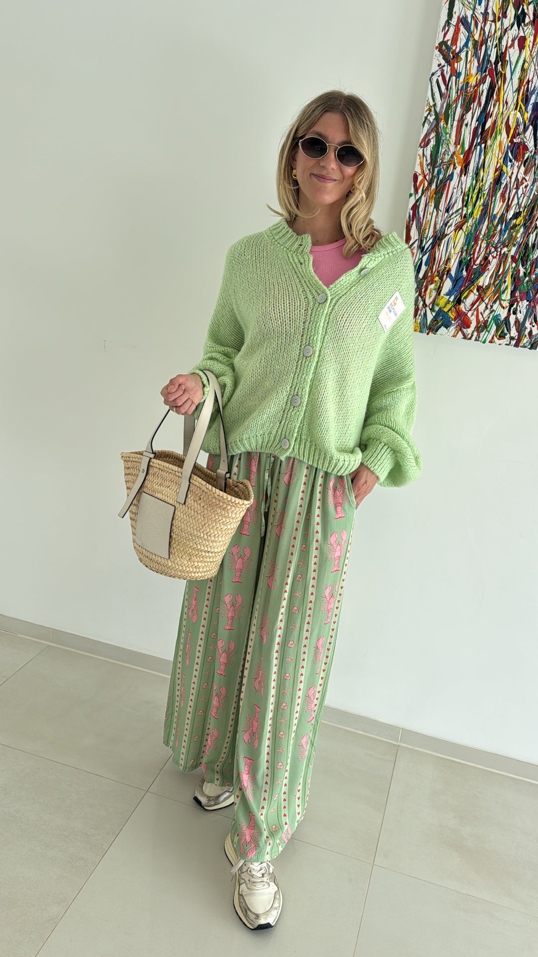 Hose mit Print - Grün