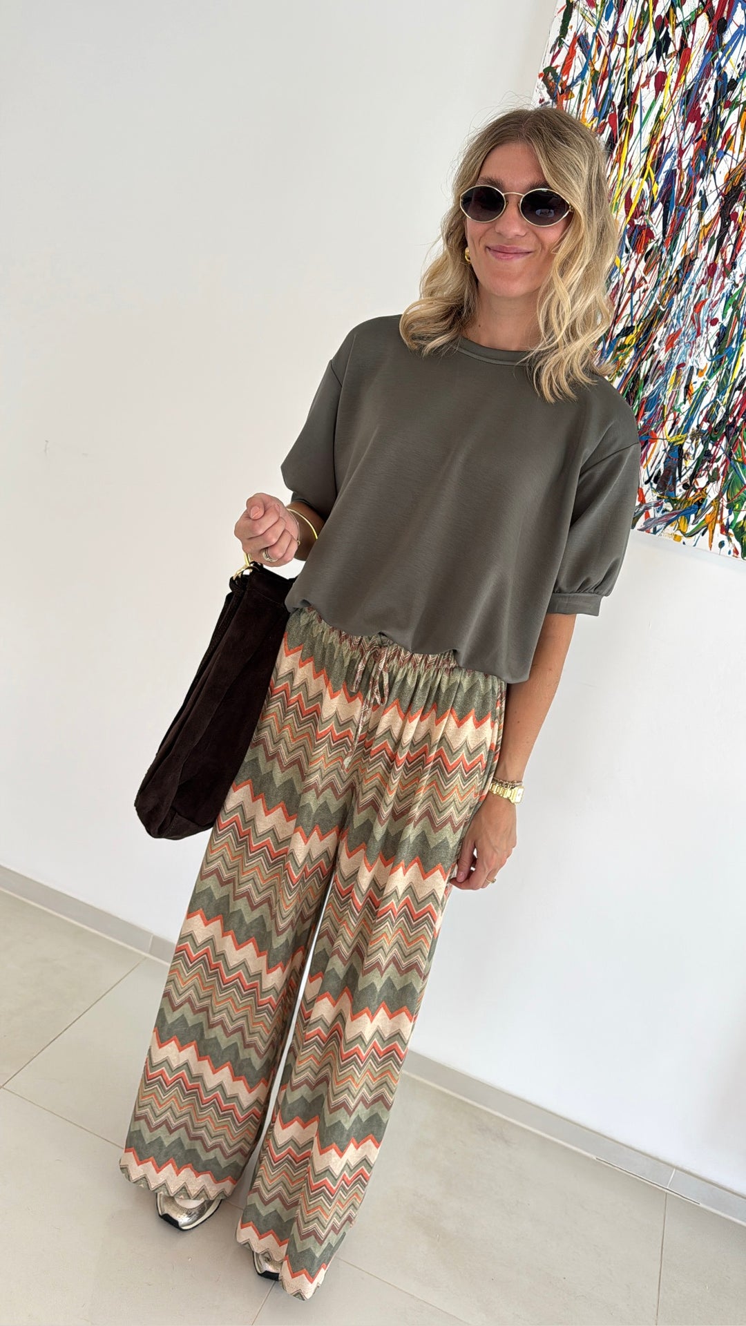 Hose mit Print - Grün
