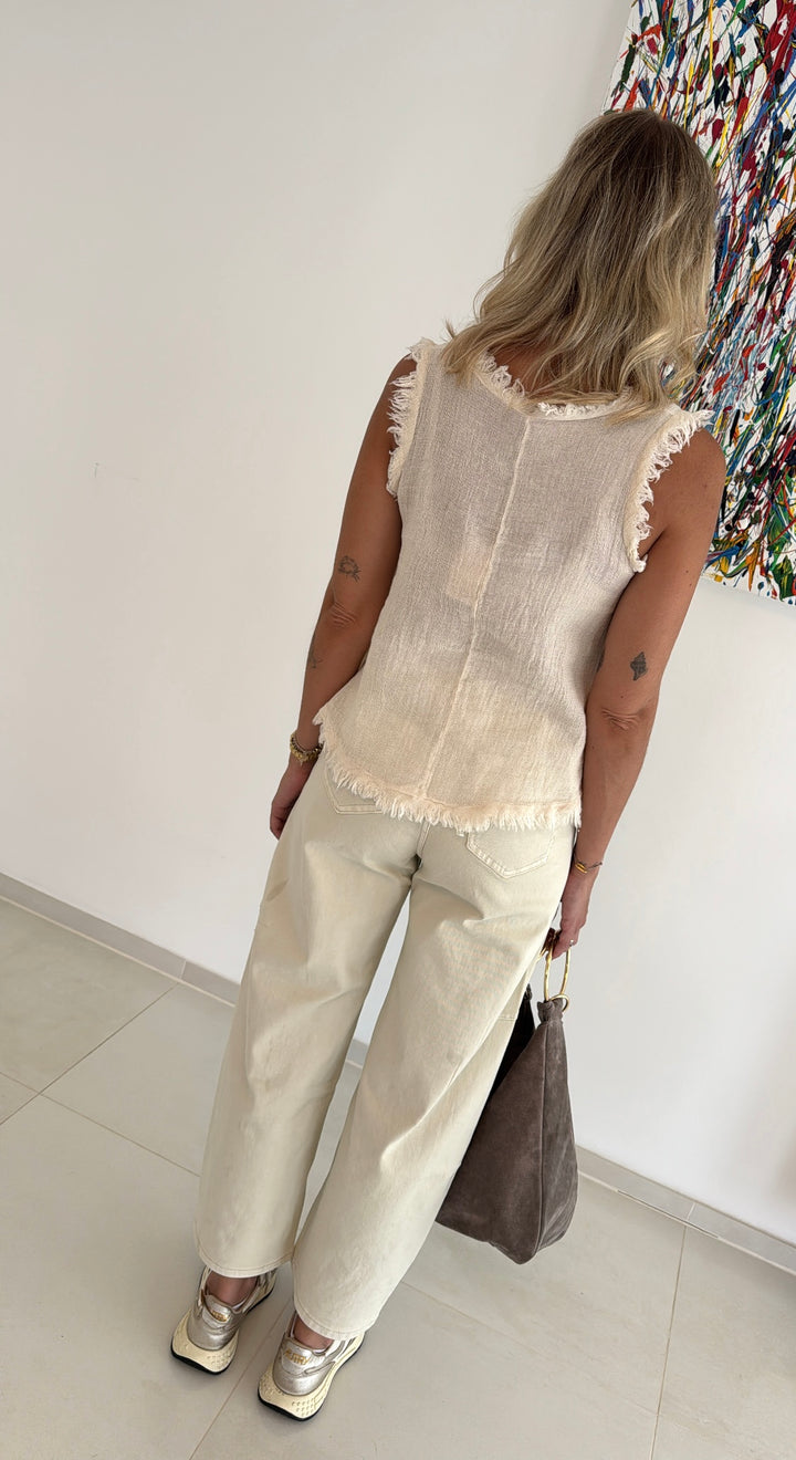 Barrel-Jeans - Crem